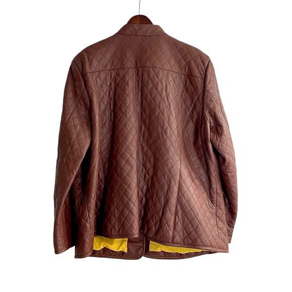 Isaac Mizrahi Live Women’s 2X Quilted Leather Jacket Brown Genuine Leather - Picture 4 of 6